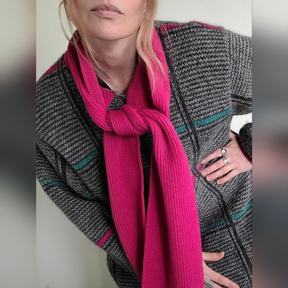 The Sandra 90s Vintage Grid Wool Zip Up Sweater L - Picture 9 of 16